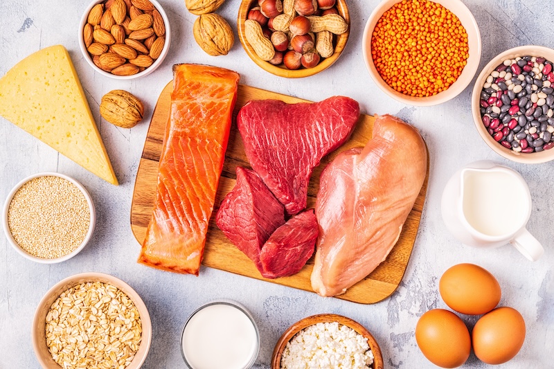 Protein - kött, nötter, bönor och ost